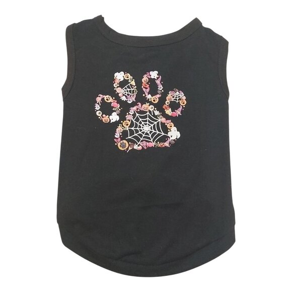 Black Large Dog Shirt - Halloween Paw Print Design - Picture 1 of 7